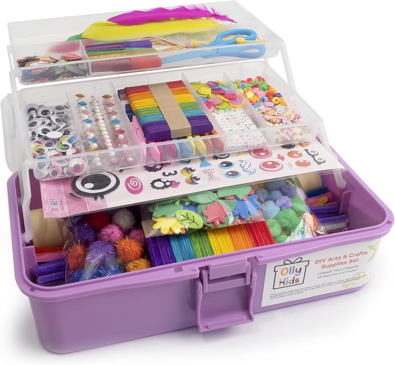 Kids Arts and Crafts Supplies Set- 1000+ Pieces (Purple) 12.8 x 7.9 x 5.7 inches